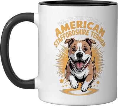 Taza Cerámica Perro American Staffordshire Terrier Negro/Blanco
