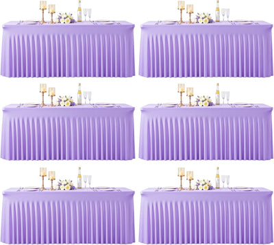 6 Manteles Elastano Lavanda 6pies Con Falda Bodas Fiestas