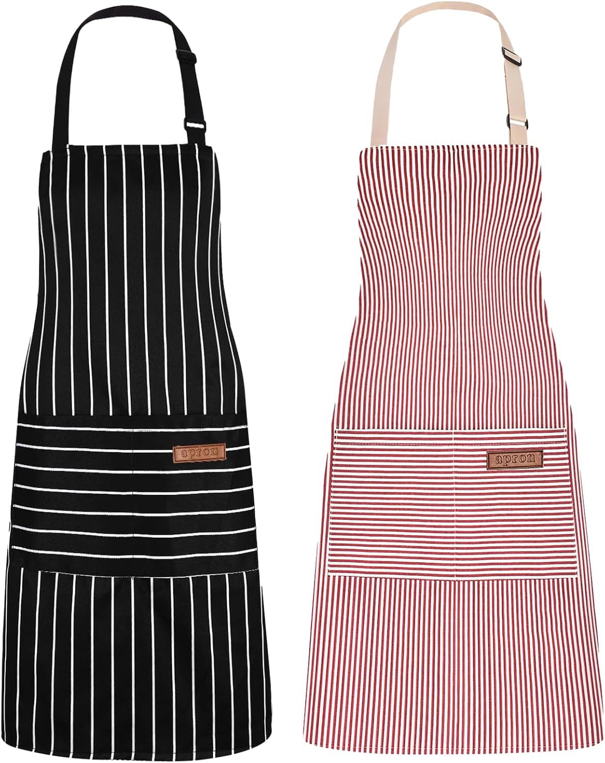 Delantal de cocina ajustable con peto y 2 bolsillos para cocinar