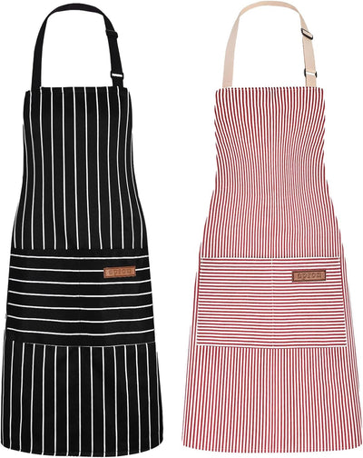 Delantal de cocina ajustable con peto y 2 bolsillos para cocinar