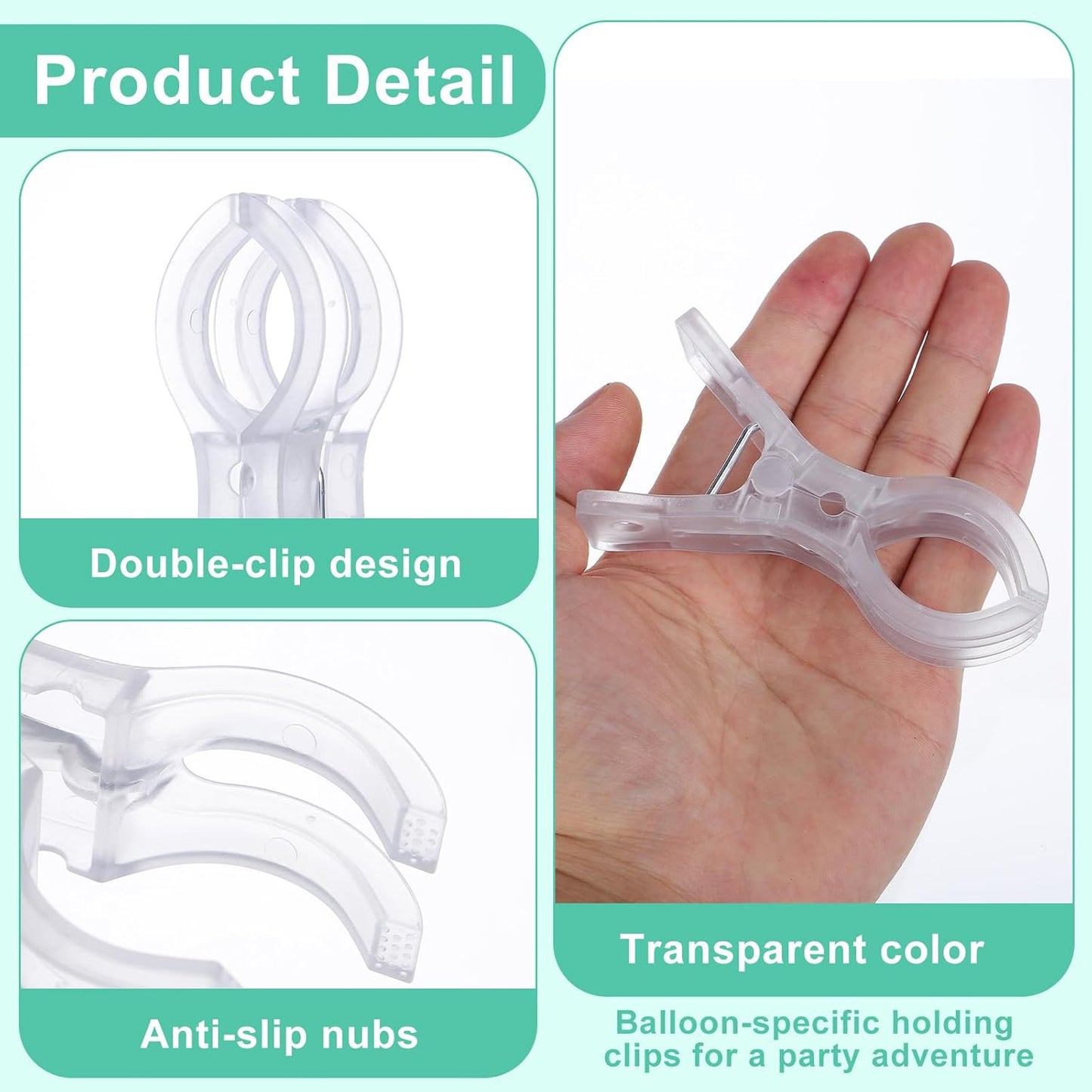 10 Clips Transparentes para Arco Globos 3.54pulg Soporte Decoración