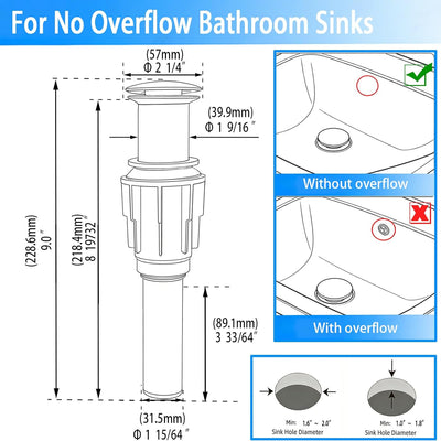Desagüe lavabo sin desbordamiento negro mate con colador