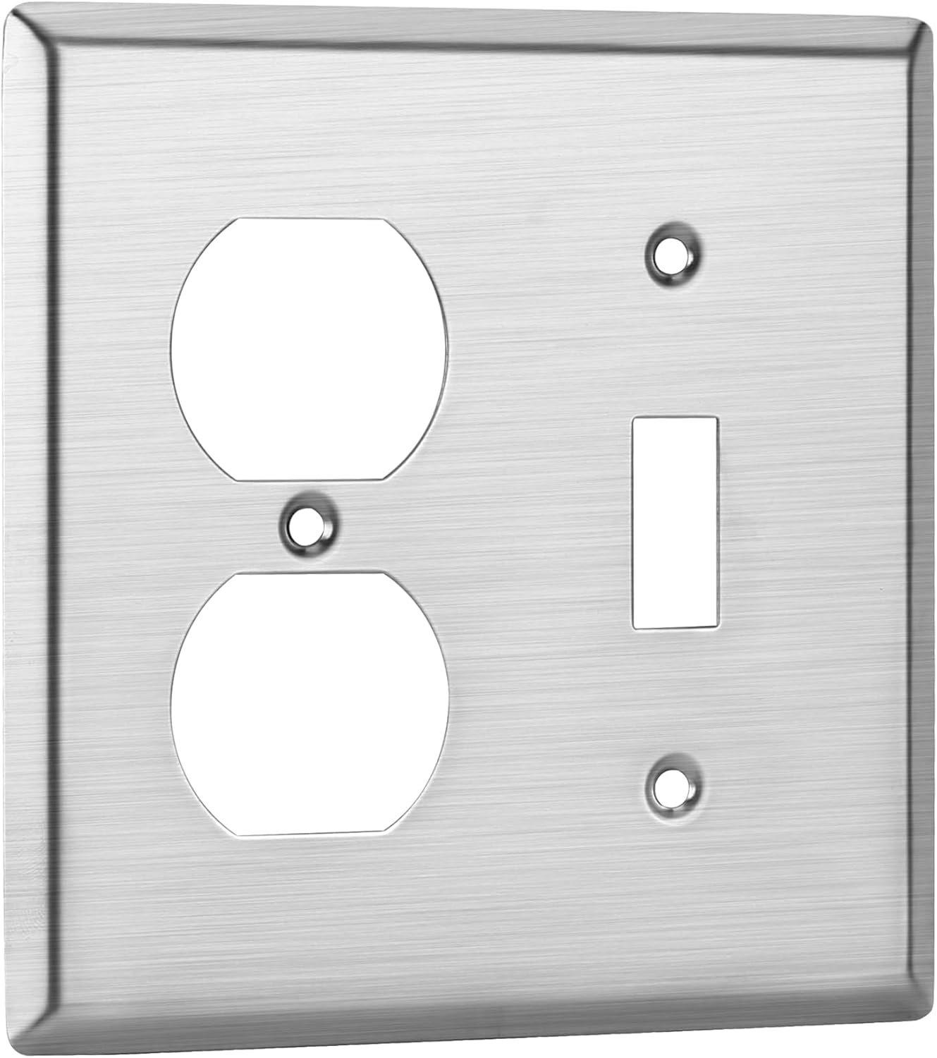 Placa pared 2 segmentos interruptor acero inox plateado