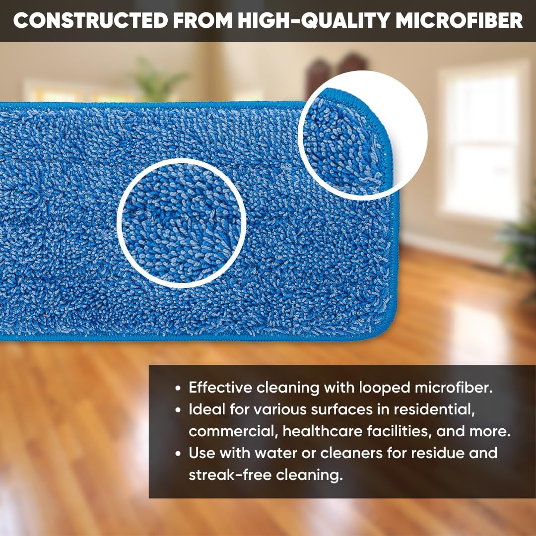 Almohadillas microfibra trapeador 24pulg lavables reutilizables