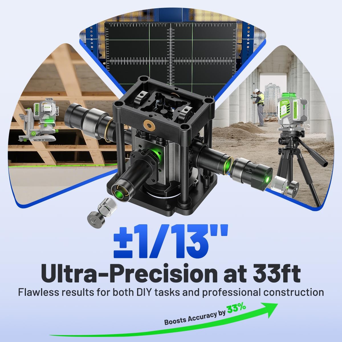 Nivel láser autonivelante 360° con receptor para construcción