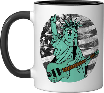 Taza cerámica Statue Of Liberty Bajo patriótico 4 de Julio negro/blanco
