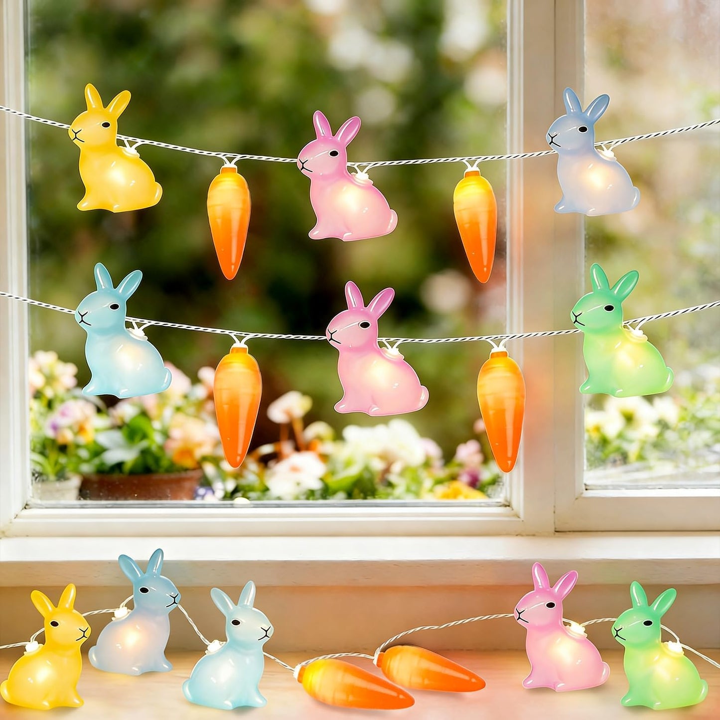 Guirnalda luces conejo Pascua 8.5ft enchufe exterior