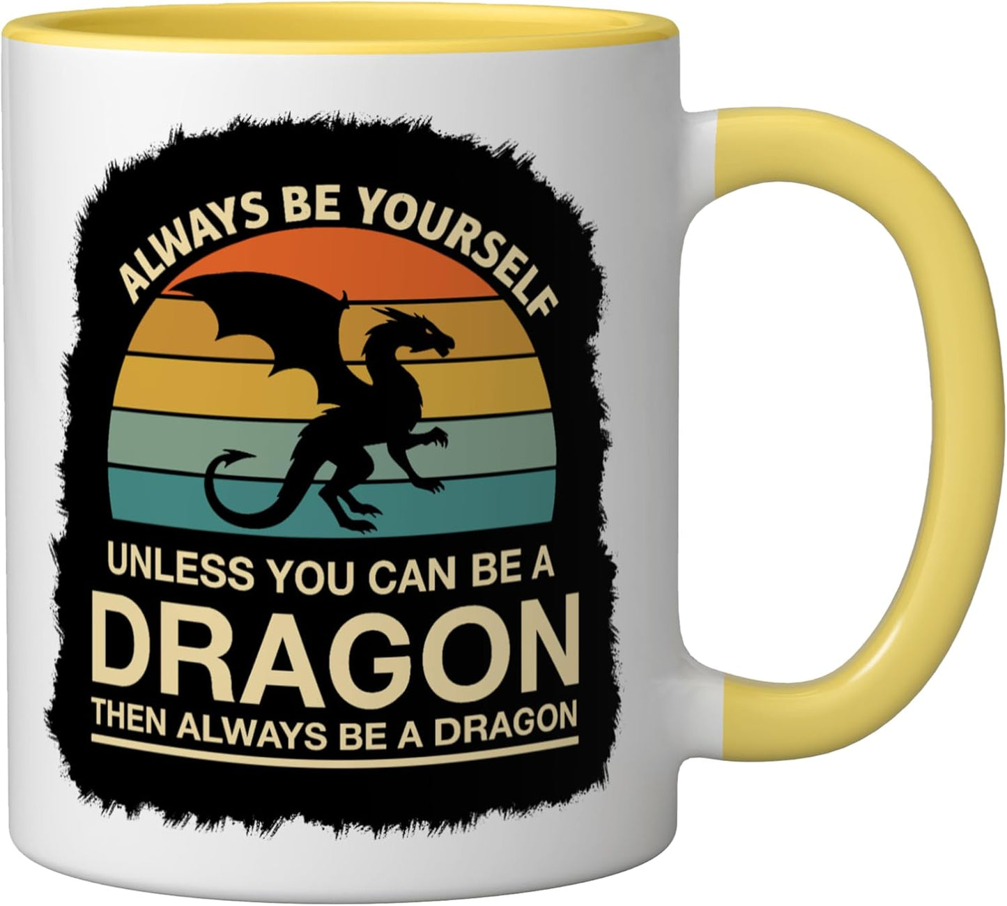 Taza Cerámica Be Yourself Dragon Amarillo/Blanco