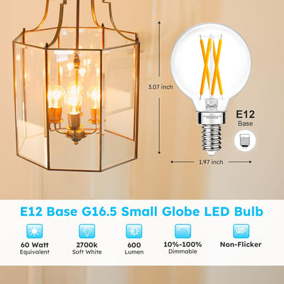 Bombilla LED E12 G16.5 2700K blanco cálido 6W pack 6
