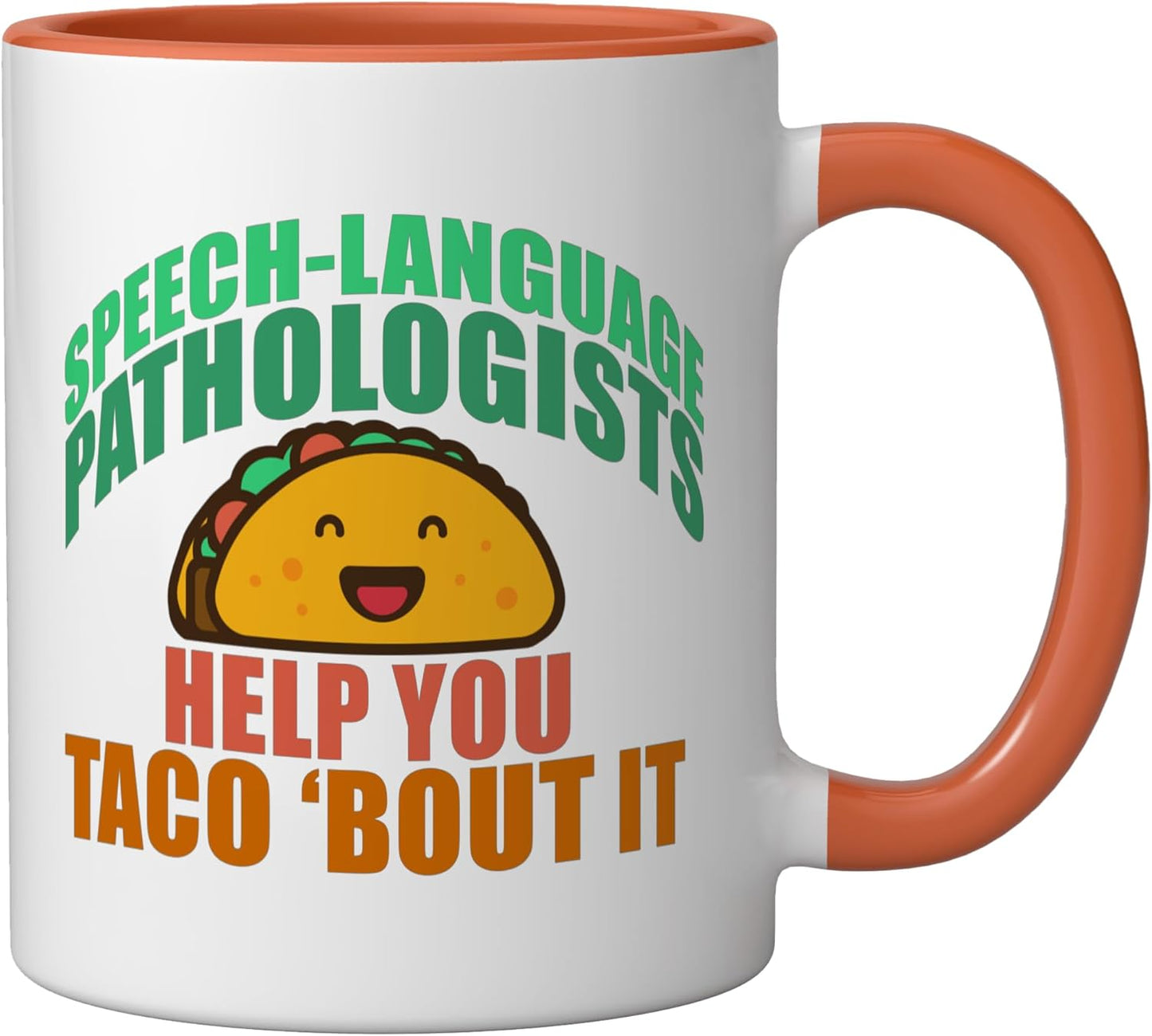Taza cerámica para hablar de tacos, naranja/blanco
