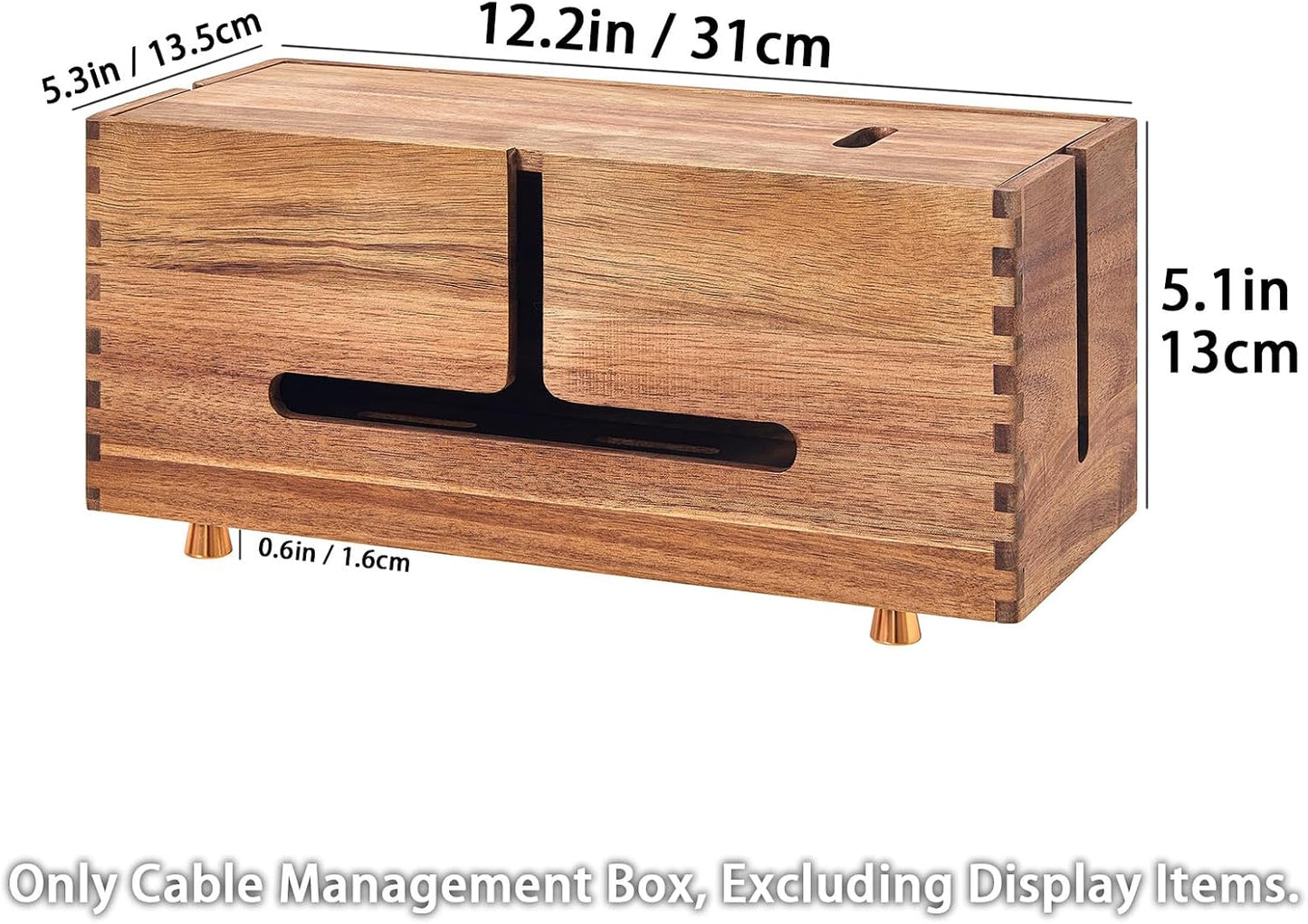Caja organizadora cables madera acacia 4ft para escritorio