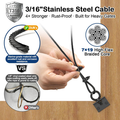 Kit puerta antihundimiento cable acero inox T316 9ft