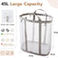 Bolsa lavandería malla asas 42L con ganchos plegable gris