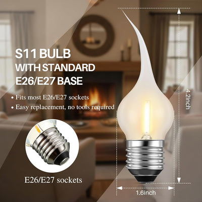 10 Bombillas Silicona E26 S11 LED Amarillo Cálido Decorativas
