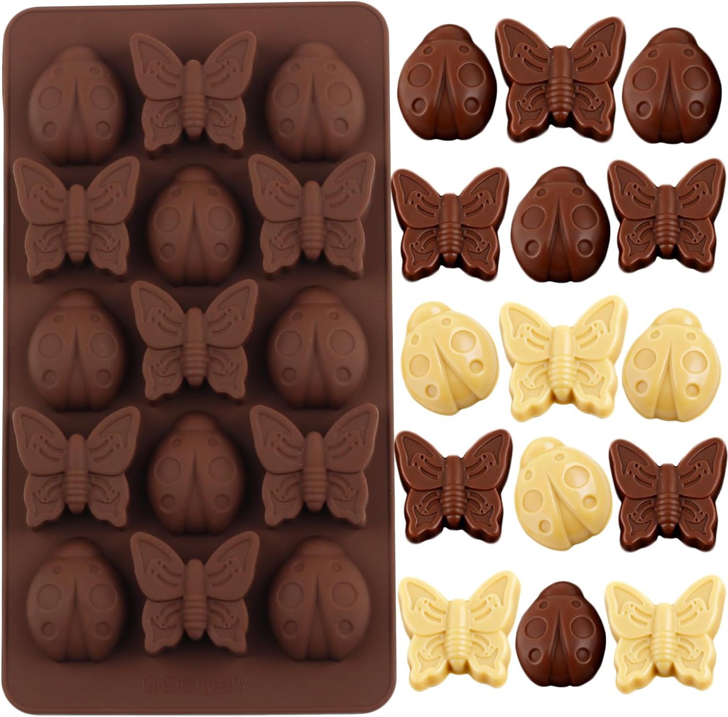 Moldes de silicona para dulces de mariposa y chocolate con 15 cavidades