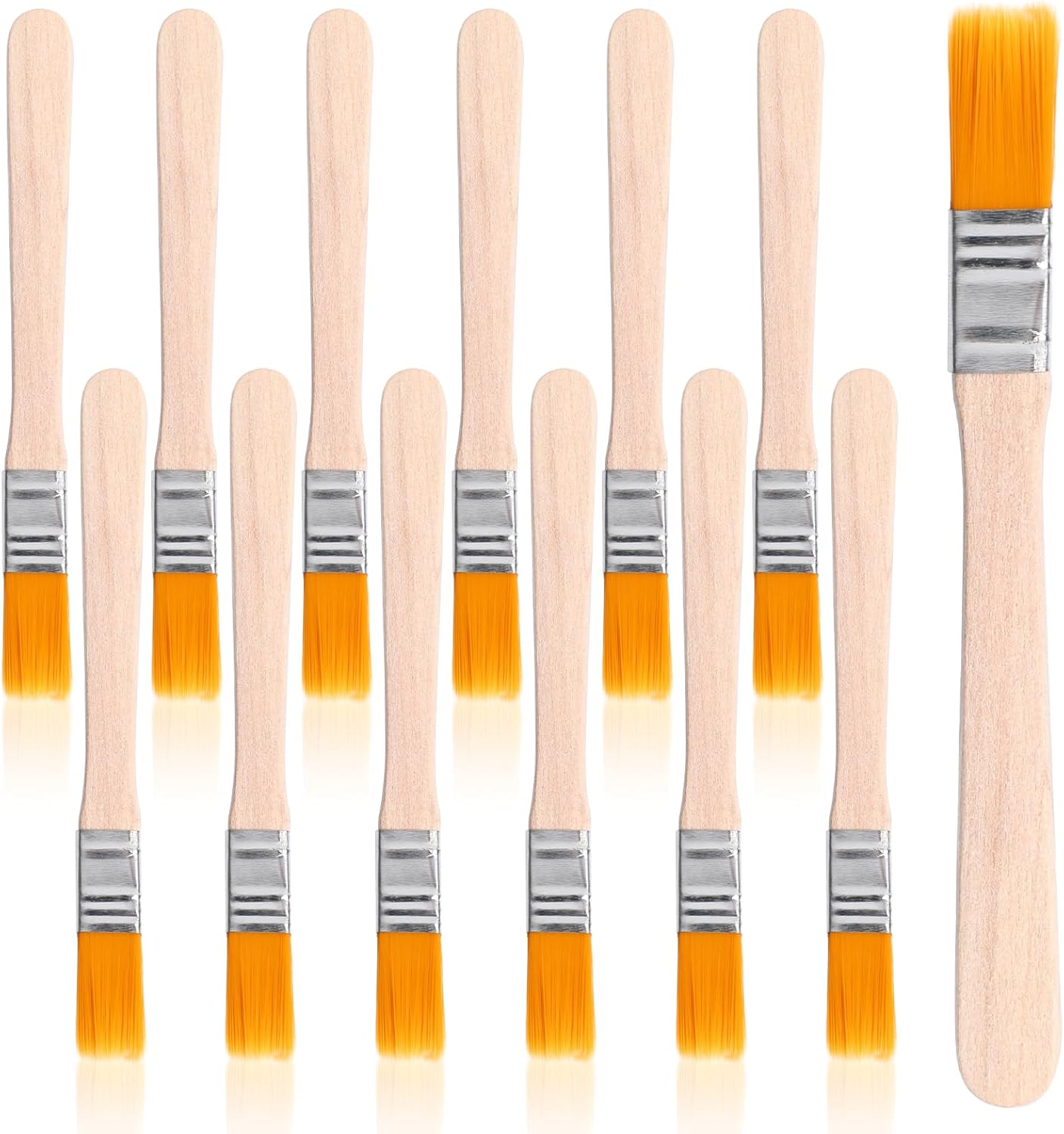 12 Pzas Pincel Pared Plano Cerdas Suaves Mango Madera