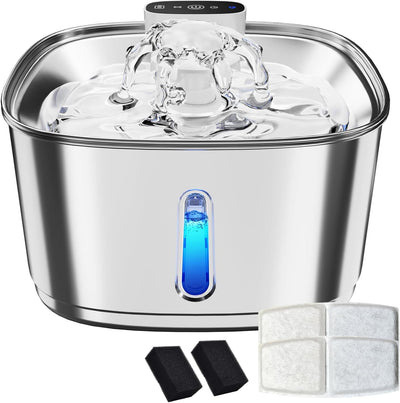 Fuente agua gatos inalámbrica 3.2L 2 filtros bomba silenciosa