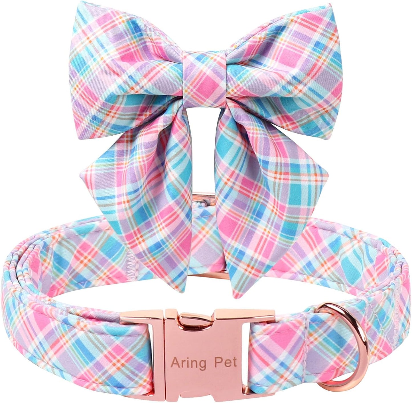 Collar Pascua perro lazo marinero rosa hebilla metal