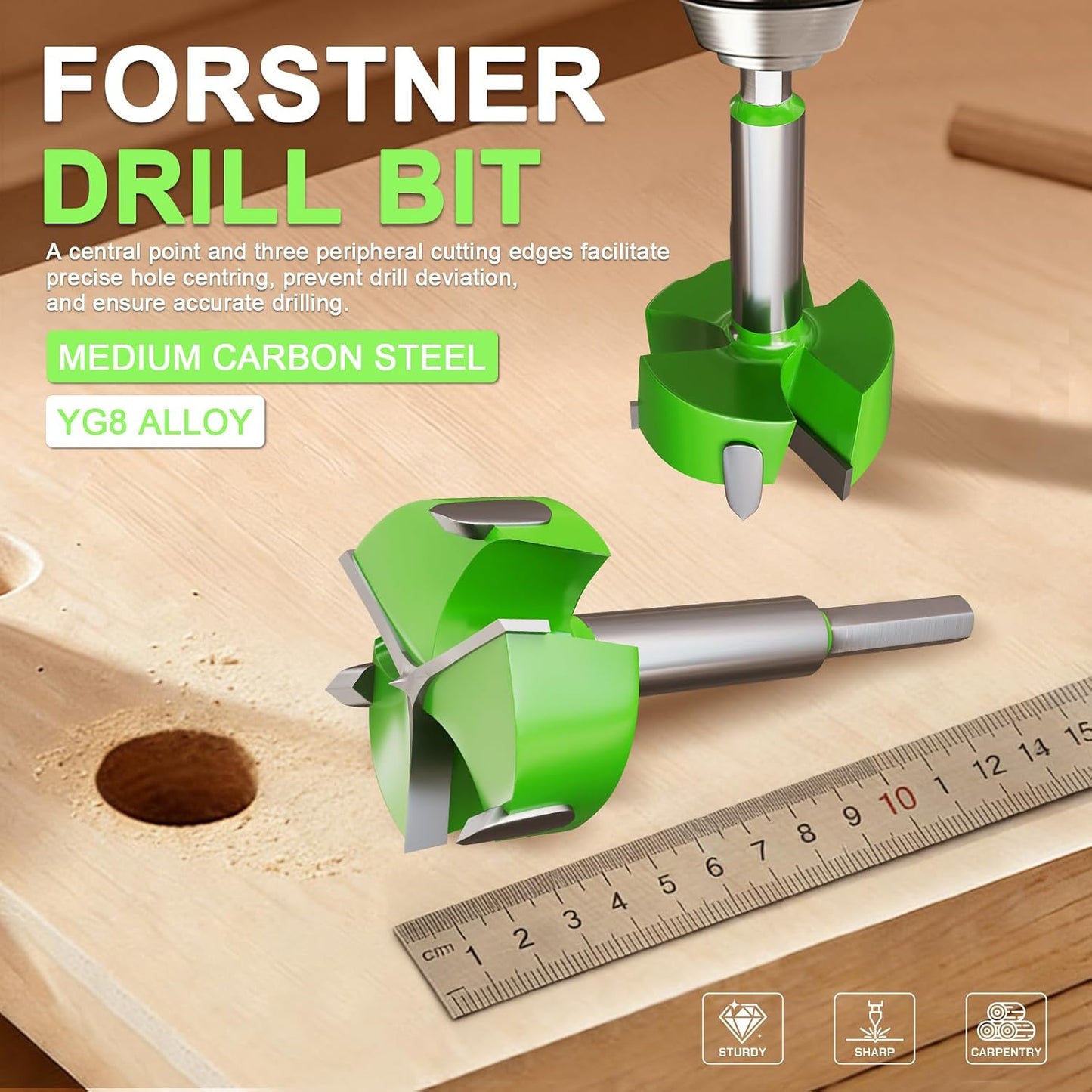 Broca Forstner 4 pulg con punta carburo madera dura y suave