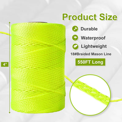 Cuerda nailon trenzado 550pies 18 cuerdas jardinería amarillo