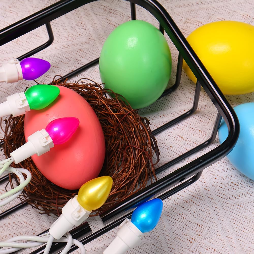 Guirnalda luces Pascua 2 set 50 LED 13ft pastel cable blanco
