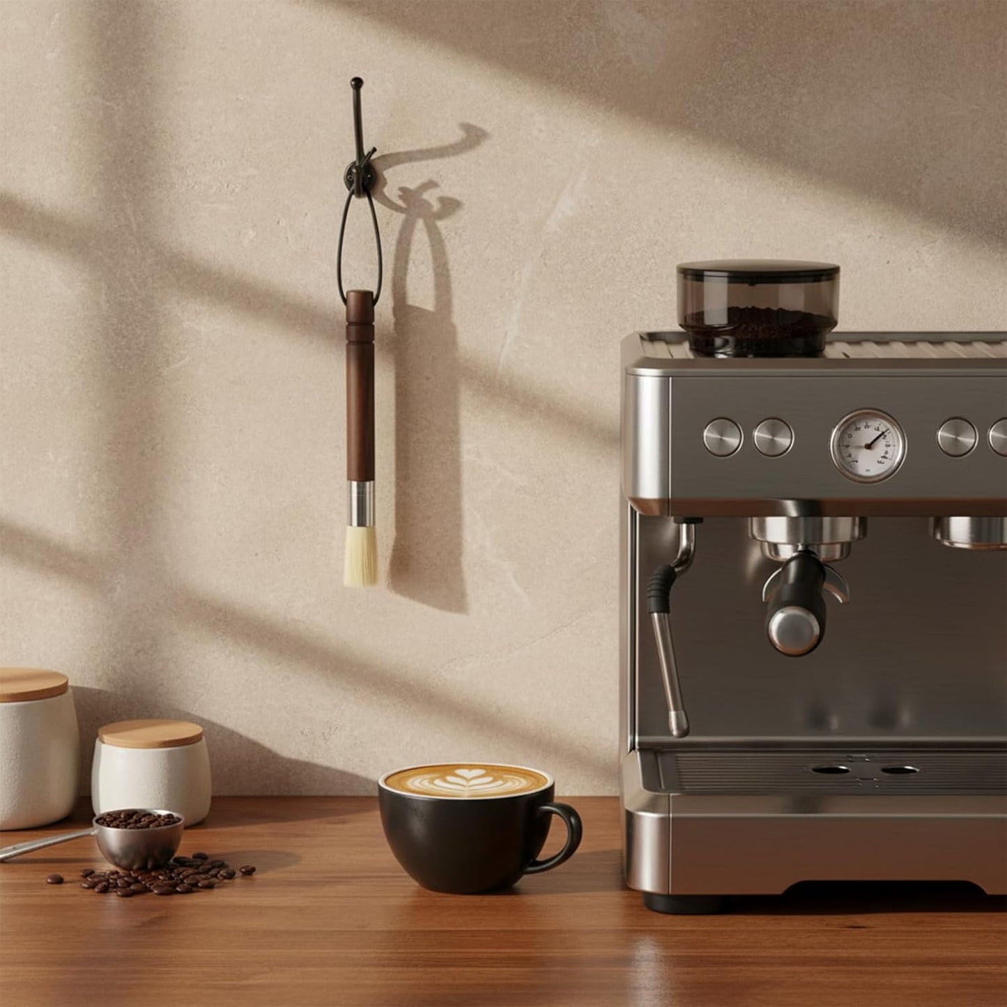 Set 3 Cepillos Limpieza Molinilla Espresso Mango Madera