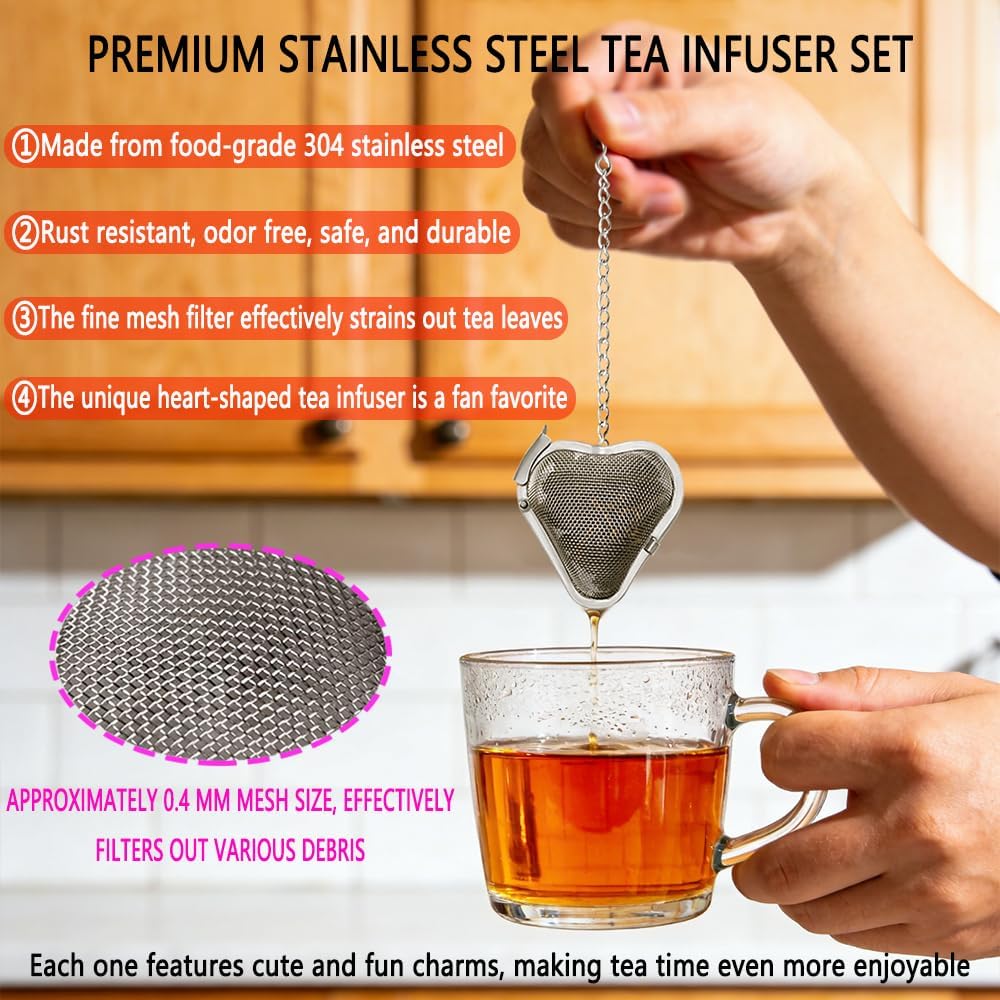 Infusor de té suelto de acero inoxidable en forma de corazón