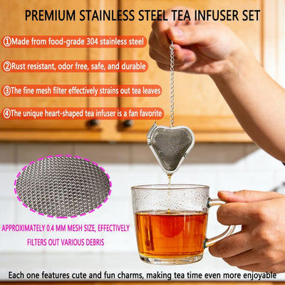 Infusor de té suelto de acero inoxidable en forma de corazón