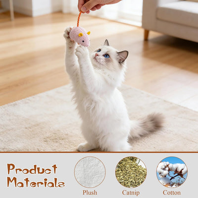 10 Pzas Juguetes Gatos con Hierba 2.36pulg Plush