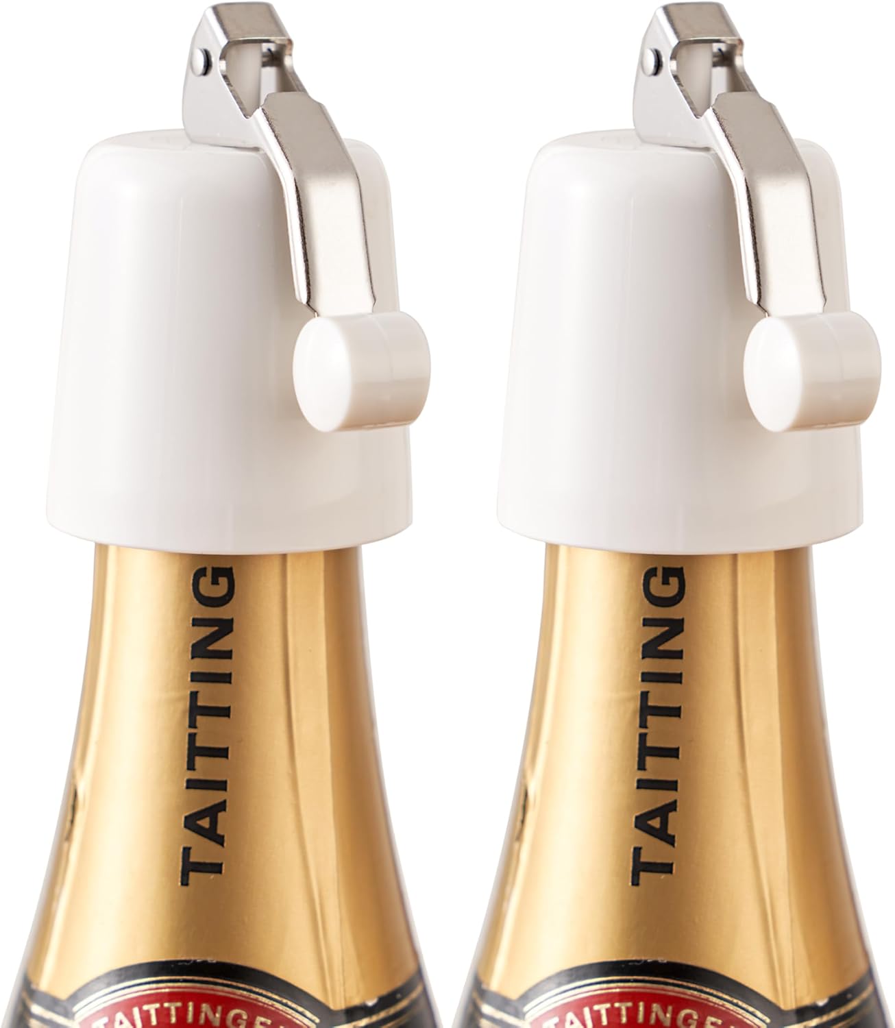 2 Tapones Vino Silicona Reutilizables Sello Fugas Blanco