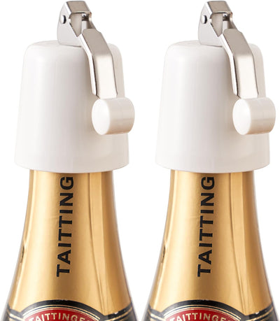 2 Tapones Vino Silicona Reutilizables Sello Fugas Blanco