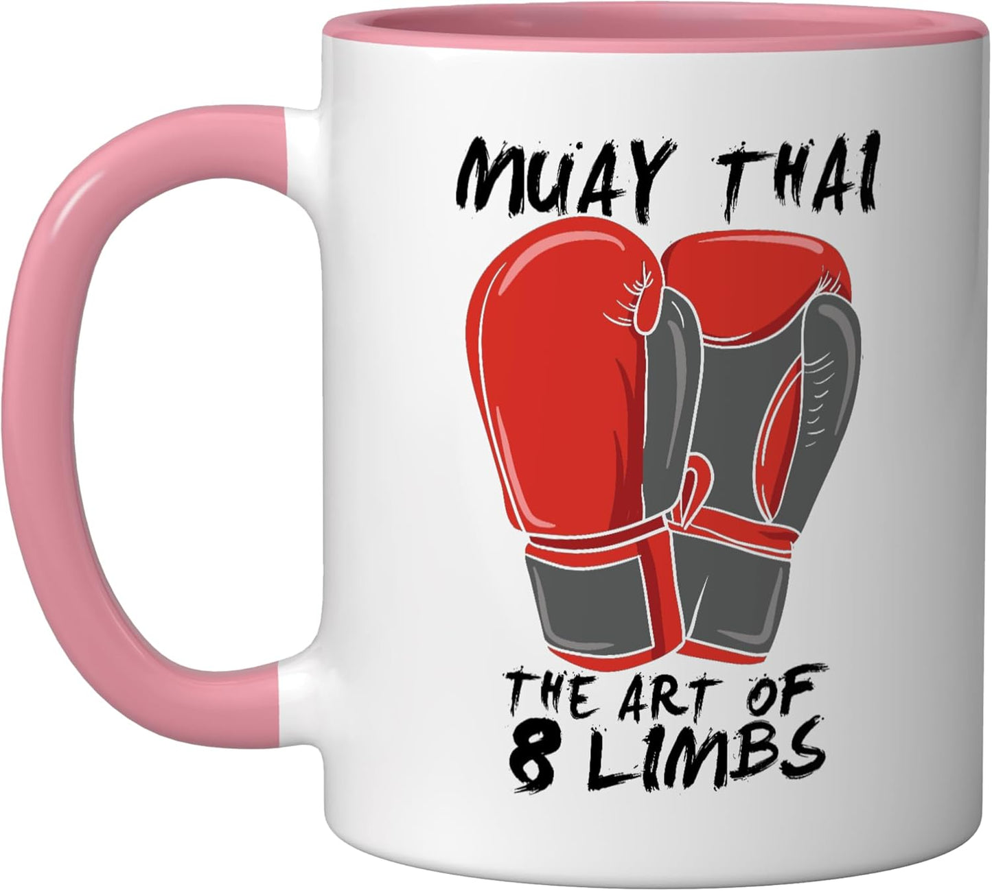 Taza cerámica de artes marciales muay thai 8 extremidades rosa/blanco