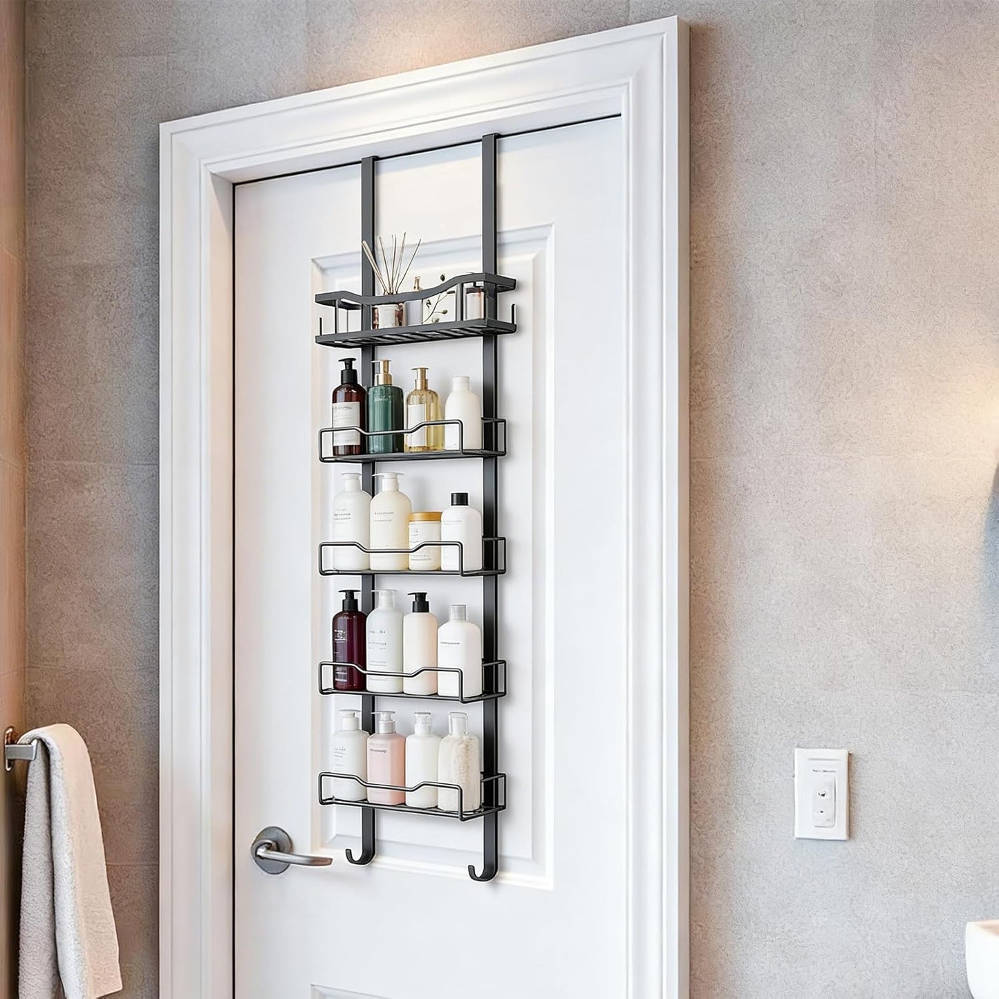 Toallero 6 niveles para baño puerta soporte escalonado