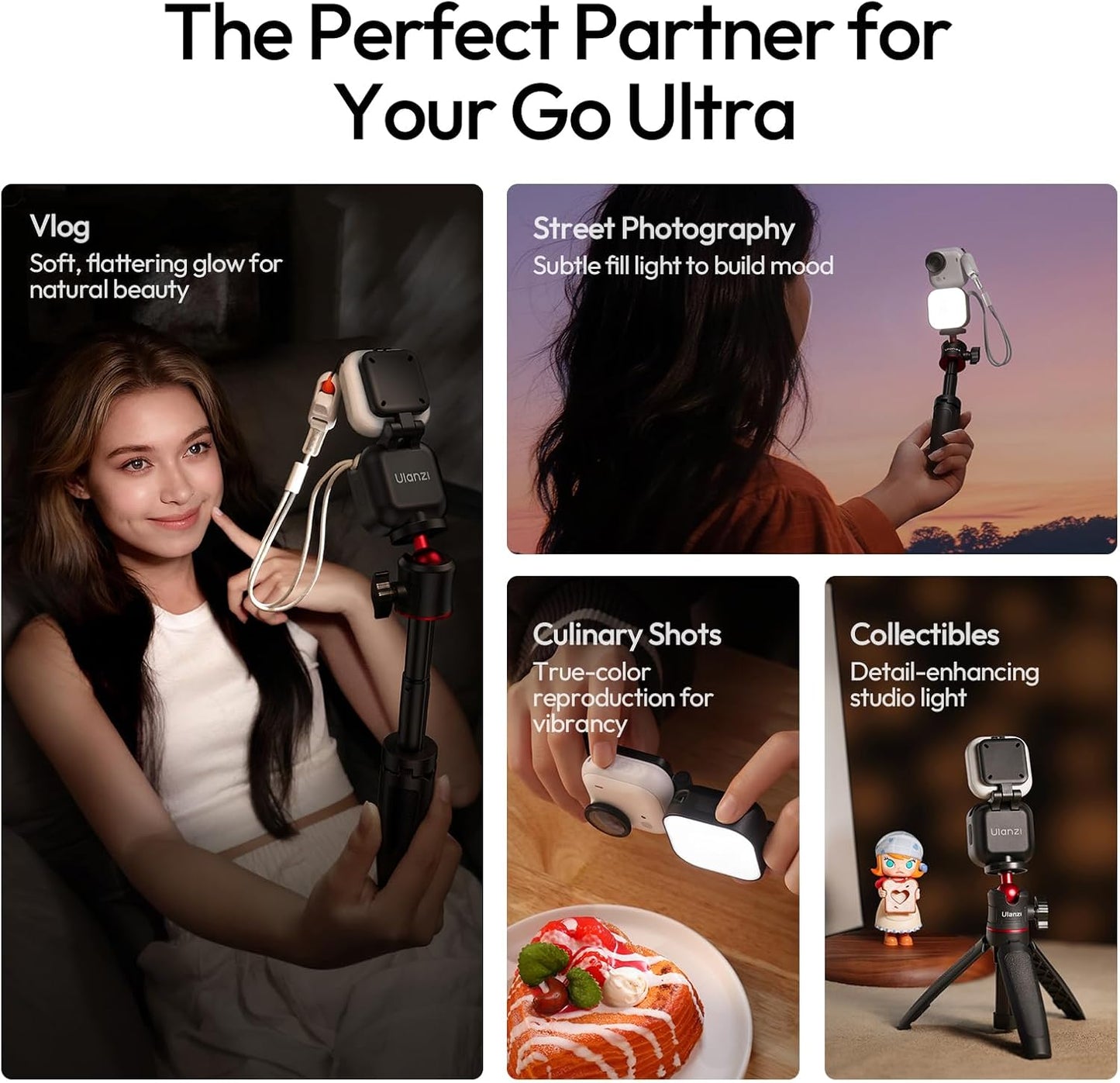 Luz LED magnética para Insta360 GO Ultra 5600K recargable
