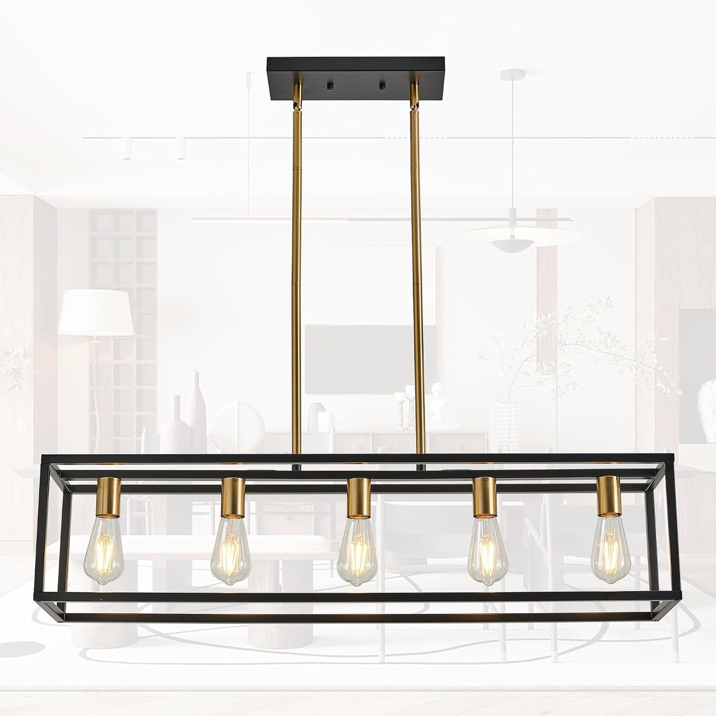 Lámpara colgante industrial mate 5 luces para cocina y comedor