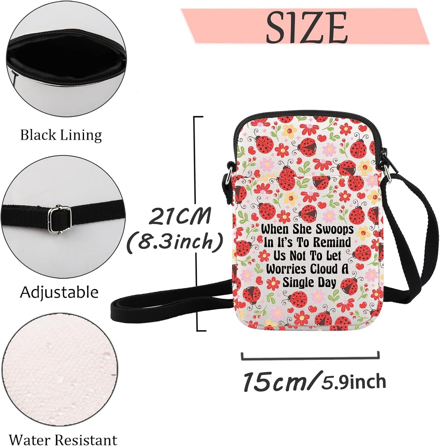 Bolsa maquillaje mariquita con cremallera regalo mujer