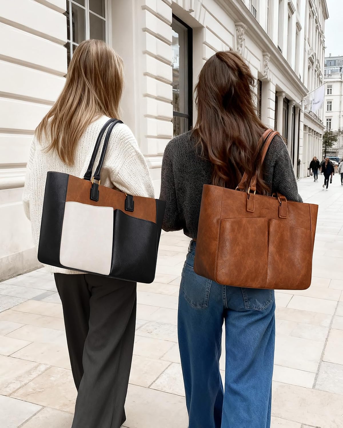 Bolsa cuero para laptop mujer con portavasos