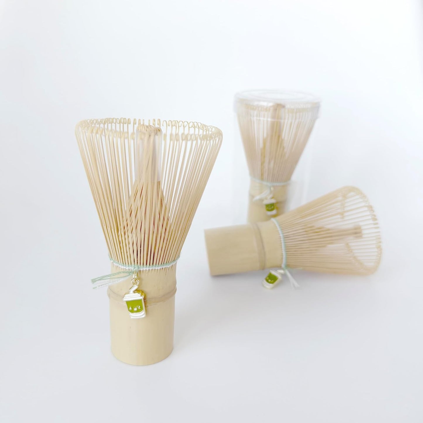 Cuchara de bambú para matcha con accesorio latte, 100 dientes, 4 x 2.5 pulgadas