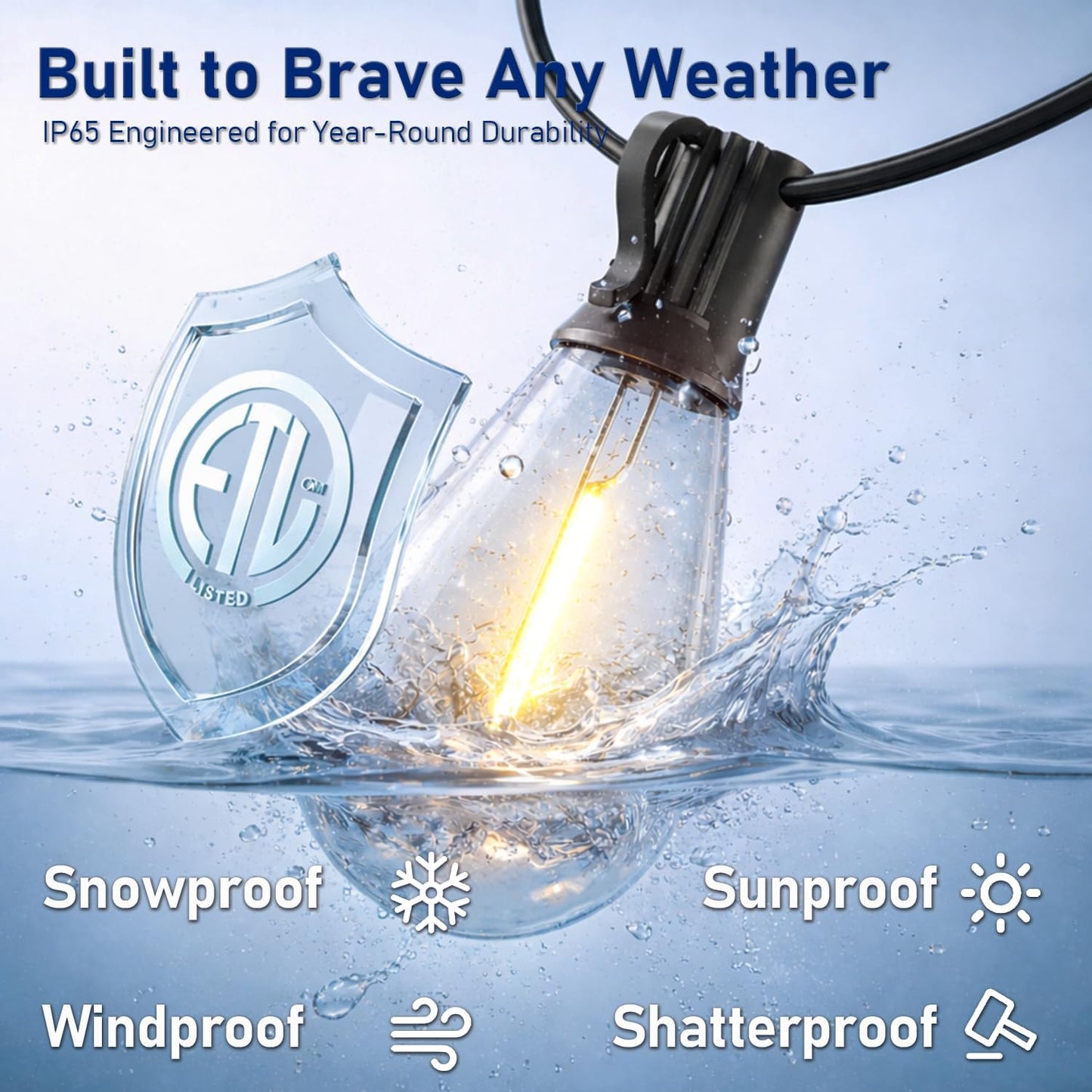 Tira luces exteriores 50ft 181 LED inastillables control remoto