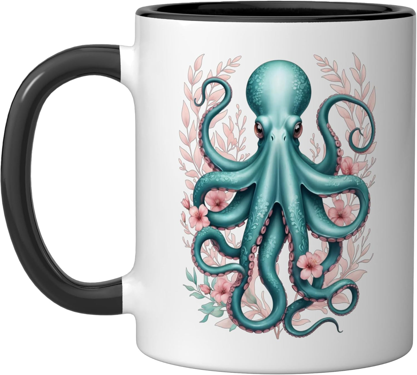 Taza Cerámica Diseño Océano Octopus Negro/Blanco