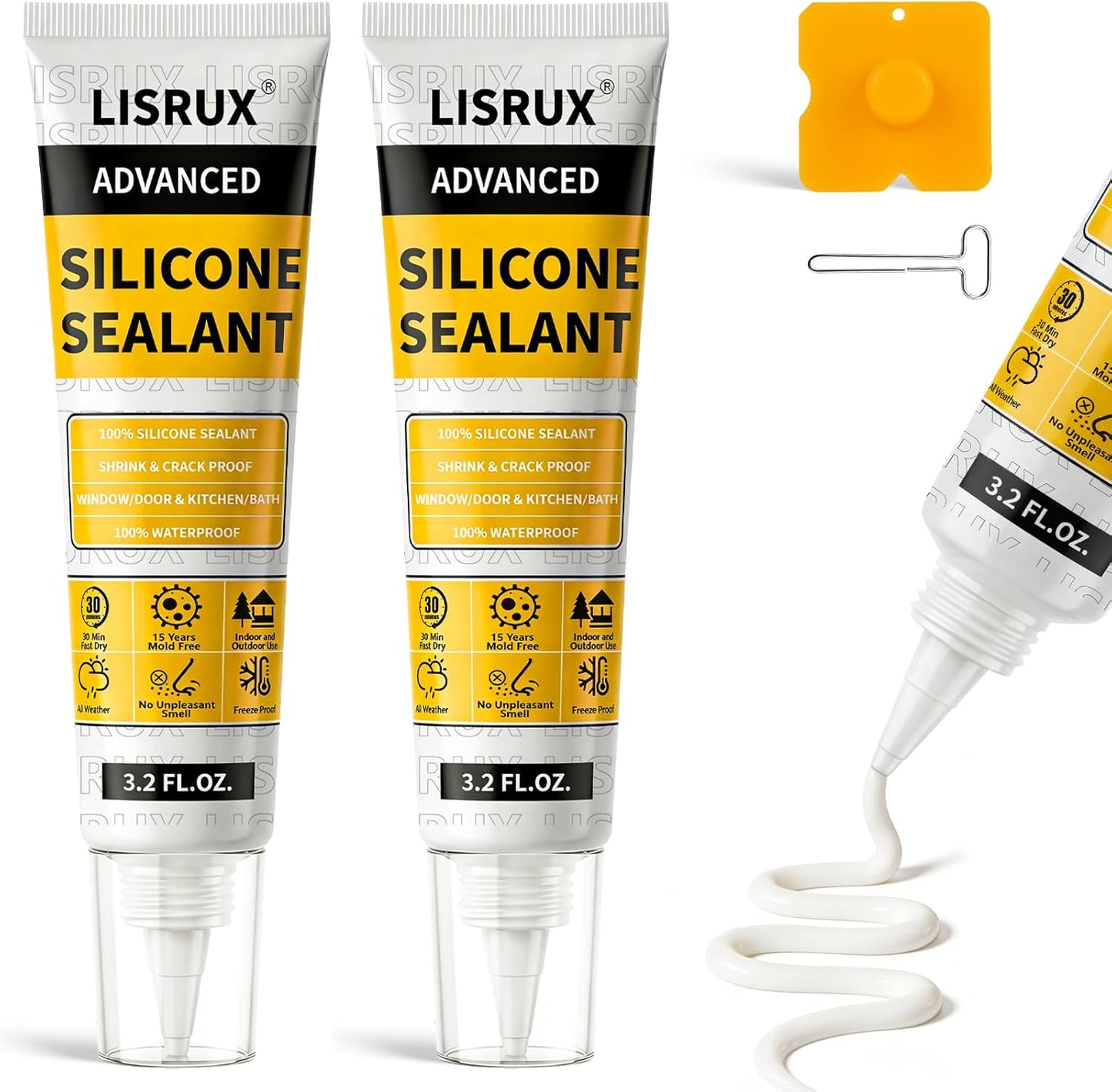 Sellador silicona blanca cocina baño pack 2 3.2oz impermeable