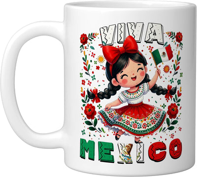 Taza de cerámica para niña con bandera mexicana