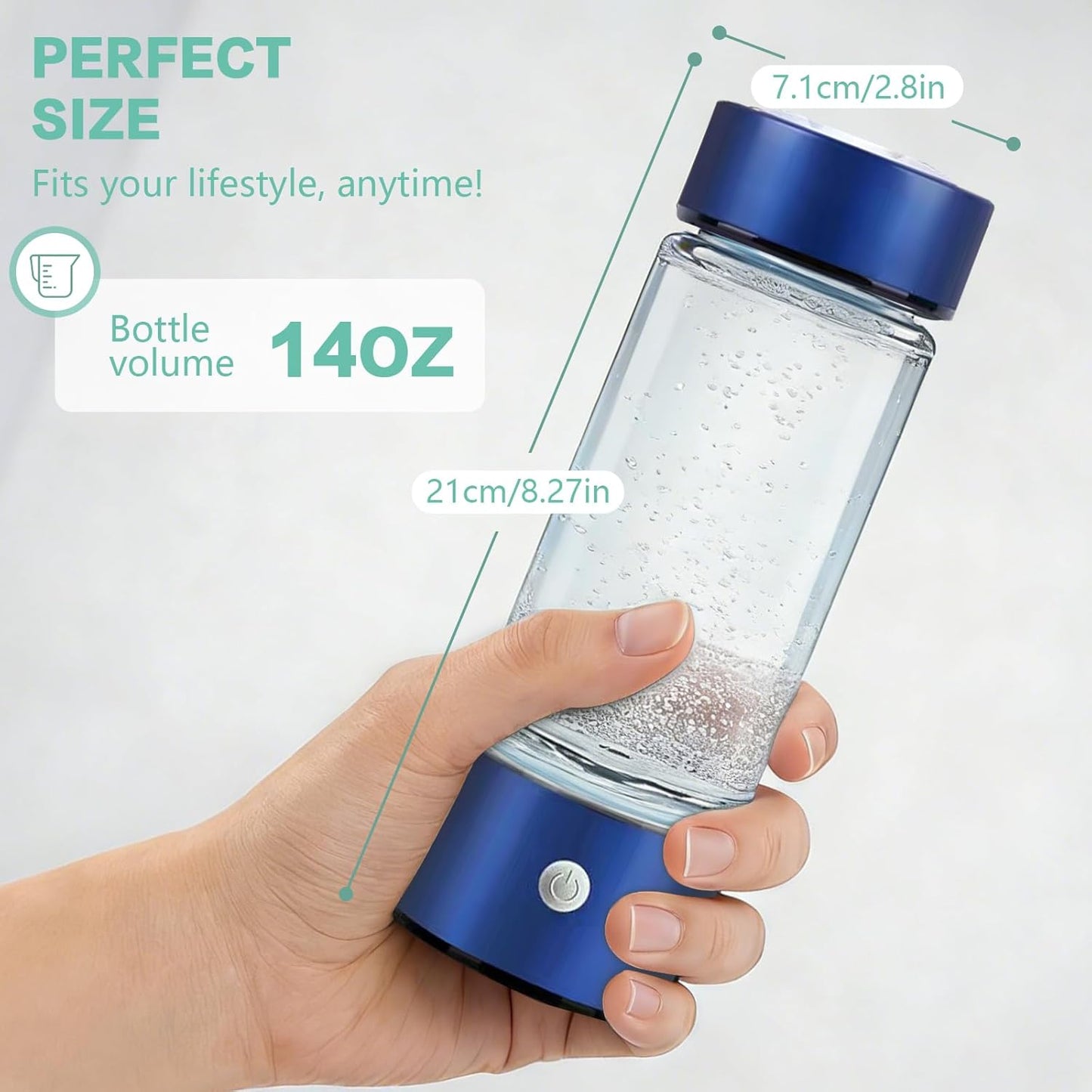 Generador agua hidrógeno 2400ppb filtro sin BPA USB-C recargable