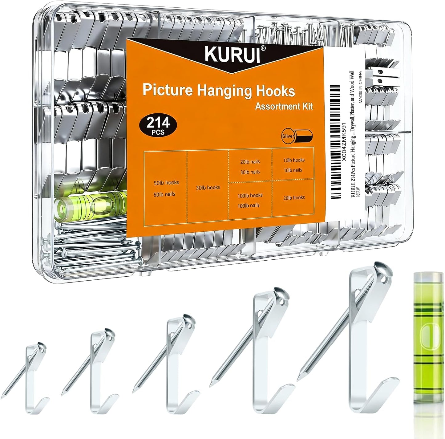 214 Ganchos Colgar Cuadros Kit Inquilinos Clavos Resistentes