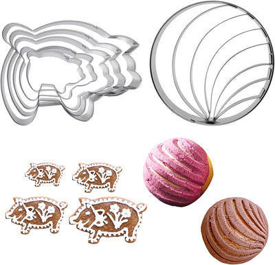 Cortador de galletas de cerdo y concha para pan dulce mexicano