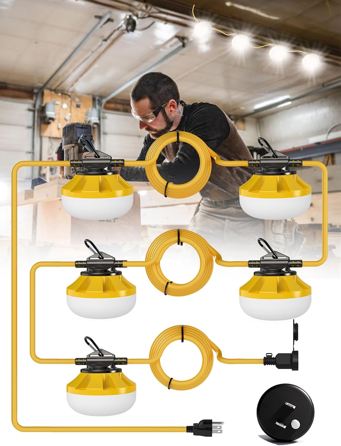 Luces cadena construcción 50ft 5 bombillas IP65 impermeable