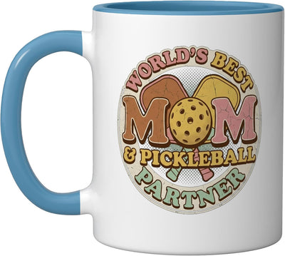 Taza Cerámica Retro Court para Mamá y Pickleball Azul/Blanco