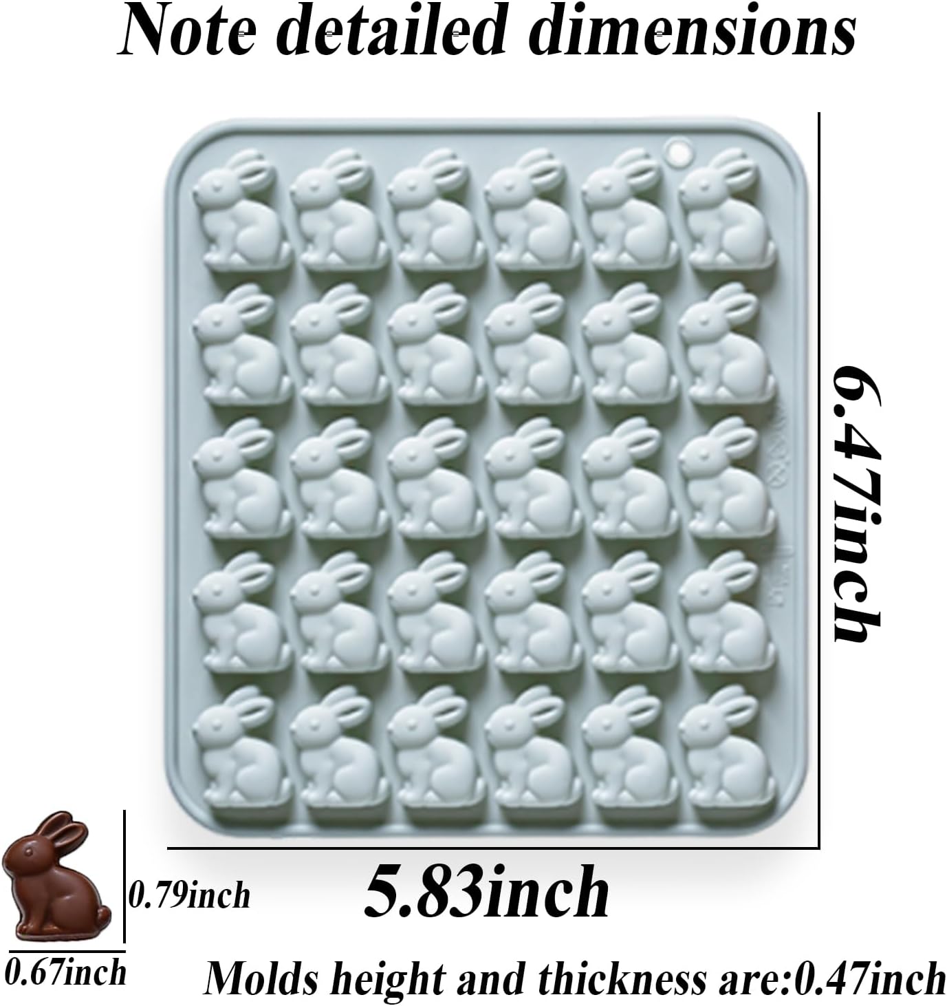 Paquete de 2 moldes de silicona de conejo con 30 cavidades para chocolate, galletas y decoración