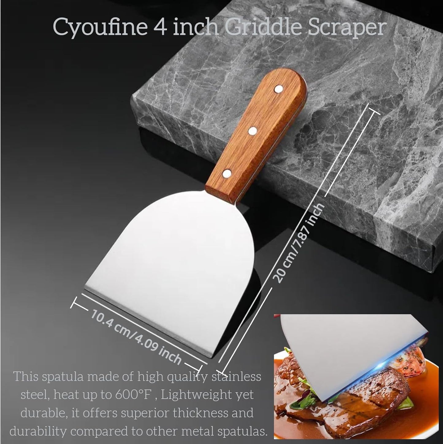 Rascador parrilla 4x4pulg espátula madera accesorios barbacoa