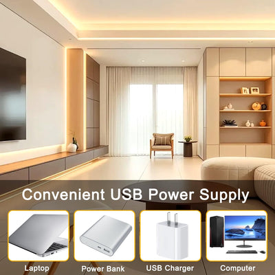 Tira LED COB USB 5V 3.3pies ancho 0.315pulg blanca regulable